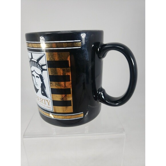 Statue of Liberty Coffee Mug VTG 1982 Keep The Torch Lit Black Gold Centennial - Picture 3 of 13